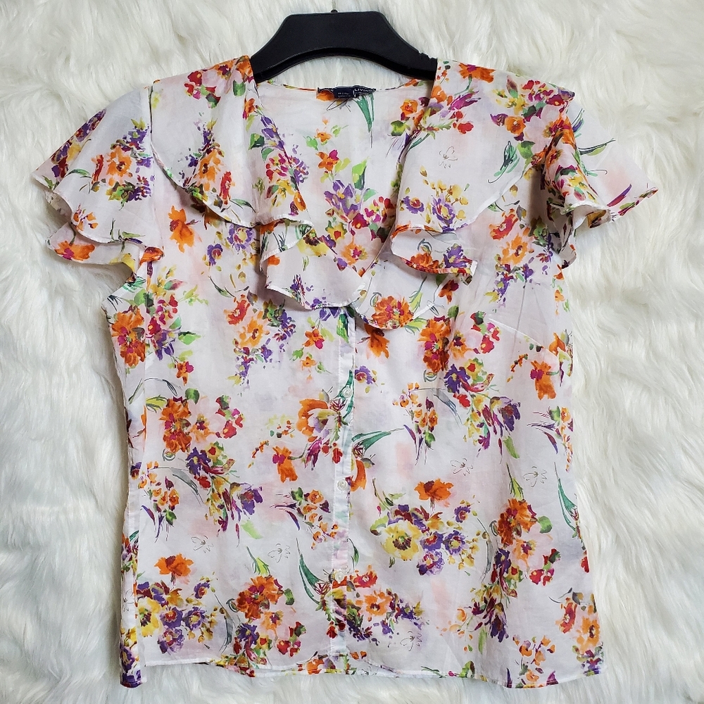 AMERICAN LIVING Floral Ruffle Sleeve Women's Top